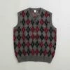 Pop Trading Company Burlington Knitted Spencer Vest - Charcoal / Multi -FLATSPOT Sales pop trading company burlington knitted spencer vest charcoal multi 1