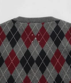 Pop Trading Company Burlington Knitted Spencer Vest - Charcoal / Multi -FLATSPOT Sales pop trading company burlington knitted spencer vest charcoal multi 4