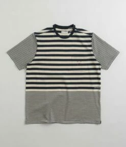 Pop Trading Company Striped Pocket T-Shirt - Navy / Off White