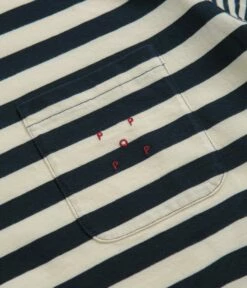 Pop Trading Company Striped Pocket T-Shirt - Navy / Off White -FLATSPOT Sales pop trading company striped pocket t shirt navy off white 4