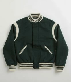 Pop Trading Company X Parra Varsity Jacket - Pine Green -FLATSPOT Sales pop trading company x parra varsity jacket pine green 1 1