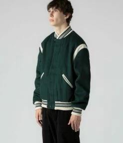 Pop Trading Company X Parra Varsity Jacket - Pine Green -FLATSPOT Sales pop trading company x parra varsity jacket pine green 2