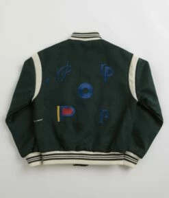 Pop Trading Company X Parra Varsity Jacket - Pine Green