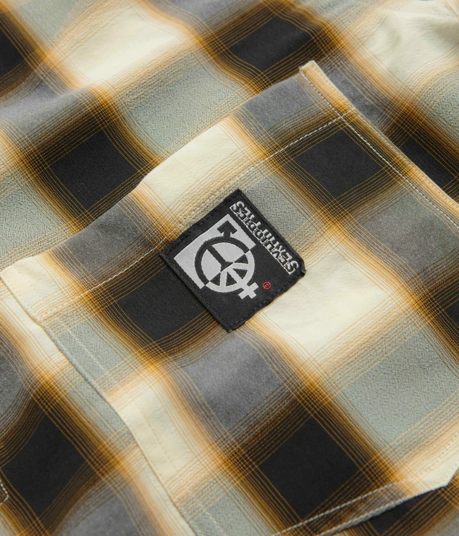 Sexhippies Half Zipper Short Sleeve Shirt - Off White / Black 4 Sexhippies Half Zipper Short Sleeve Shirt - Off White / Black - Image 2