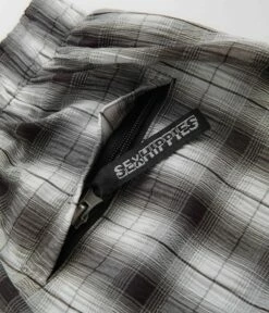 Sexhippies Seersucker Plaid Shorts - Black / White -FLATSPOT Sales sexhippies seersucker plaid shorts black white 7