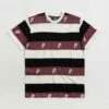 Tired Sad Skull Striped Jacquard T-Shirt - Burgundy -FLATSPOT Sales tired sad skull striped jacquard t shirt burgundy 1