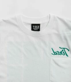 Tired Workstation Pocket T-Shirt - White -FLATSPOT Sales tired workstation pocket t shirt white 4
