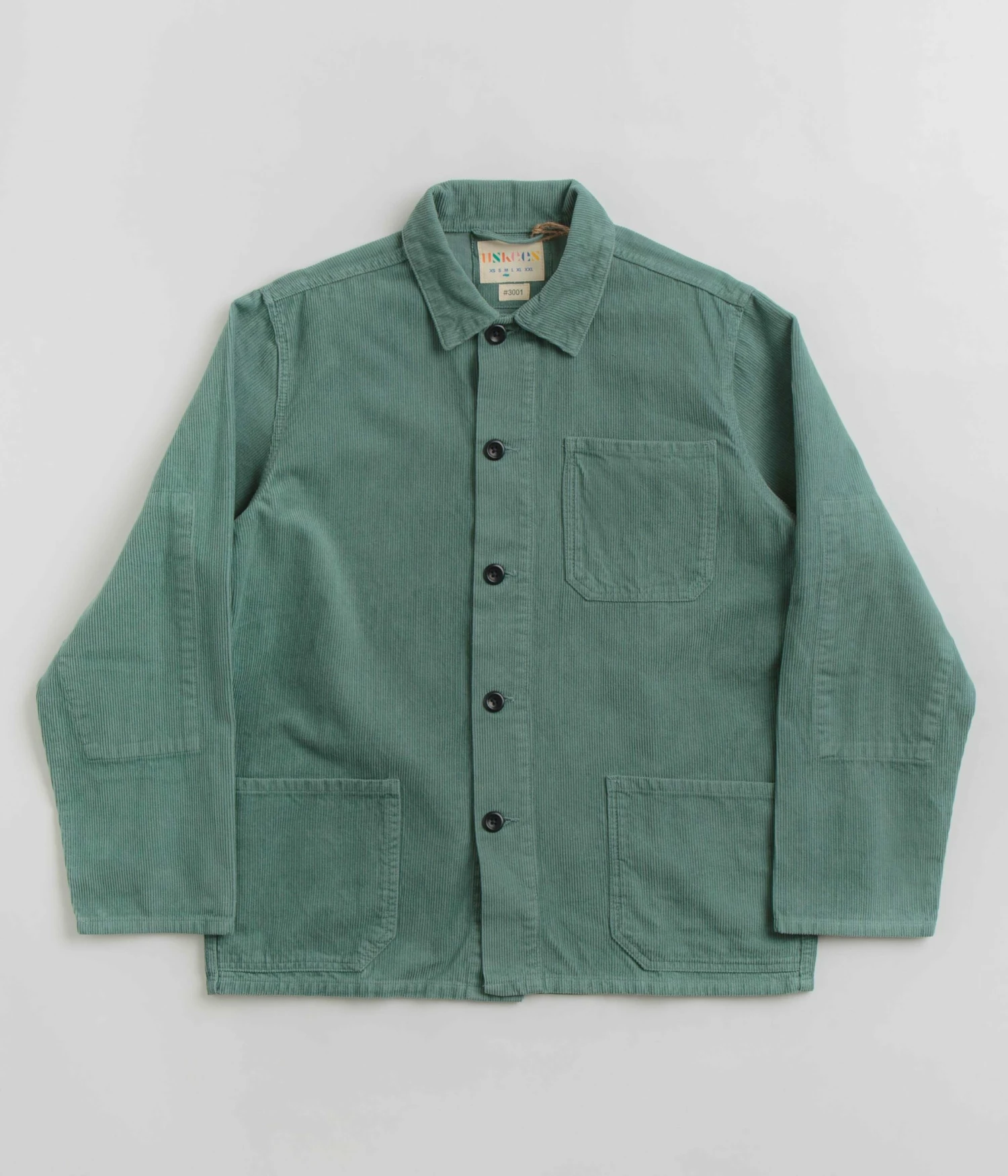 Uskees 3001 Cord Buttoned Overshirt - Eucalyptus 3 Uskees 3001 Cord Buttoned Overshirt - Eucalyptus